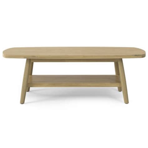 Simpli Home Bayshore Outdoor Coffee Table Acacia Wood Teak Finish