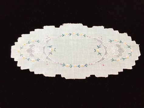 Antique Hand Embroidered Mint Green Fine Linen Sandwich Doily Etsy