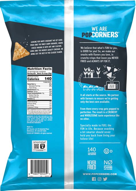 PopCorners Popped Corn Snack White Cheddar Flavored Party Size