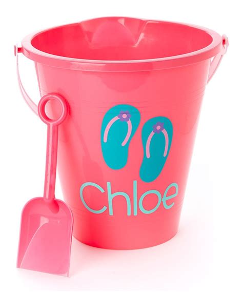 Ellerys Designs Turquoise And Pink Flip Flop Personalized Sand Bucket