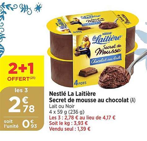 Promo Nestlé La Laitière Secret De Mousse Au Chocolat chez Bi1