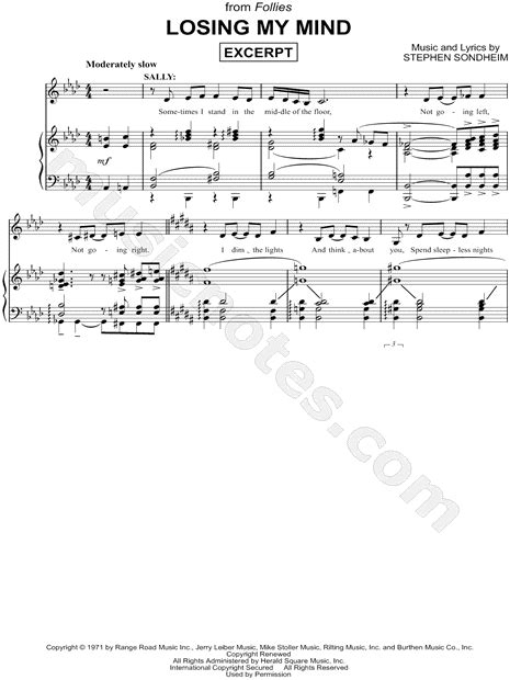 Stephen Sondheim Losing My Mind Excerpt Sheet Music In Ab Major