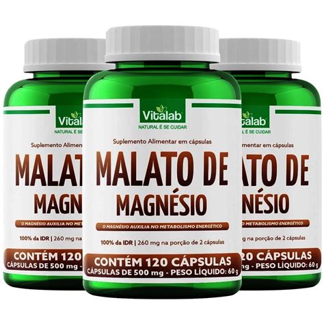 Qual O Melhor Magnésio De Malato - Kit 3 Malato de Magnésio Vitalab 500mg 120 Cápsulas | Shopee Brasil