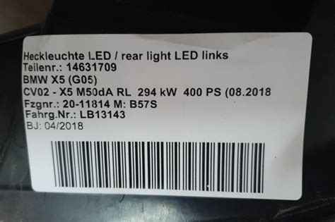 Bmw X G Zadnja Lijeva Led Lampa