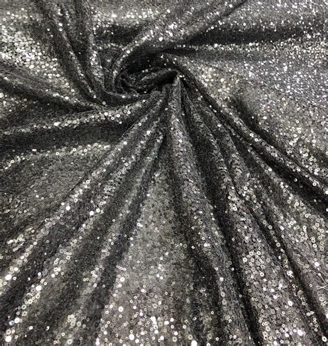 Allover Black Sequins On Swirl Mesh Fabric 52 Wide Sequins Fabric Sold