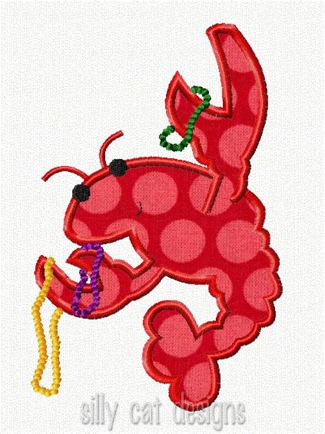 Mardi Gras Crawfish Applique Design Etsy