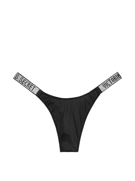 Трусики Victoria’s Secret Very Sexy Crystal Logo Shine Strap Thong Black Panty купить недорого в