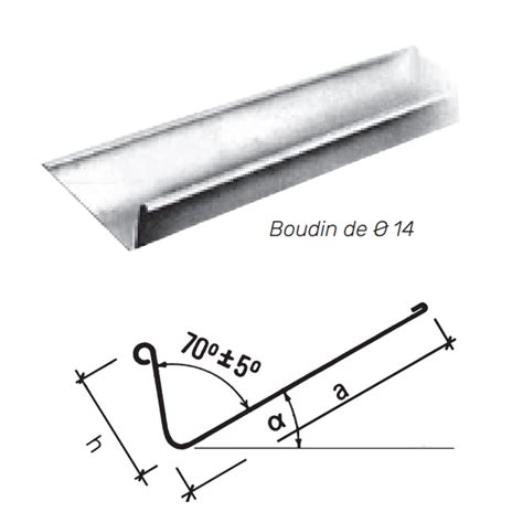 Gouttière Nantaise en zinc Naturel VMZINC 333 MM ép 0 65 MM H