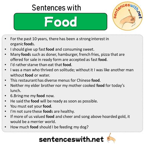 Sentences With Food Sentences About Food In English Sentenceswithnet