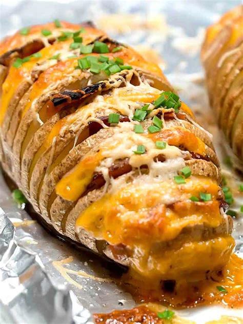 Cheesy Bacony Hasselback Potatoes - The Pudge Factor