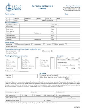 Fillable Online Plumbing Permit Application Application Form Fax Email