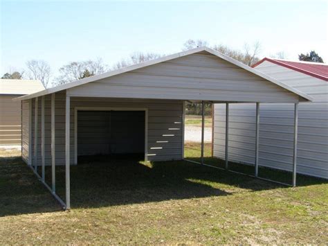 2 Car Metal Garage With Carport