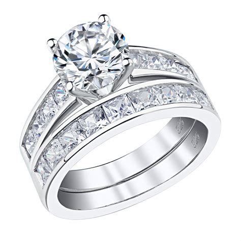 Engagement Wedding Ring Set For Women 3ct Round Princess 925 Sterling Silver Cz Ebay