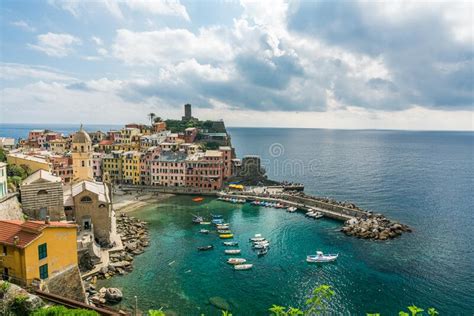 Coastline And Cityscape Of Colorful Vernazza Village In Cinque Terre