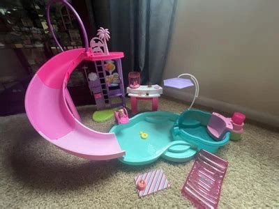 Barbie Dream Pool Playset With Slide Bubbling Hot Tub With 20