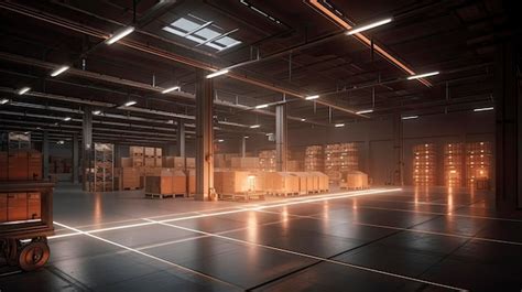 Premium Ai Image Highquality Render Of A Smart Warehouse With Light