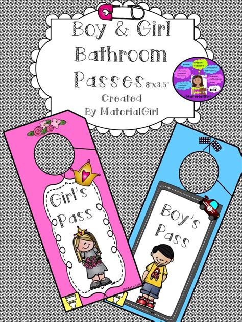 Freebie Free Boy Bathroom Pass And Girl Bathroom Pass Door Hangers Approximate Size 8 By 3