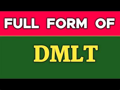 Full Form Of DMLT DMLT Ki Full Form Kya Hota Hai DMLT Ka Pura Naam Kya