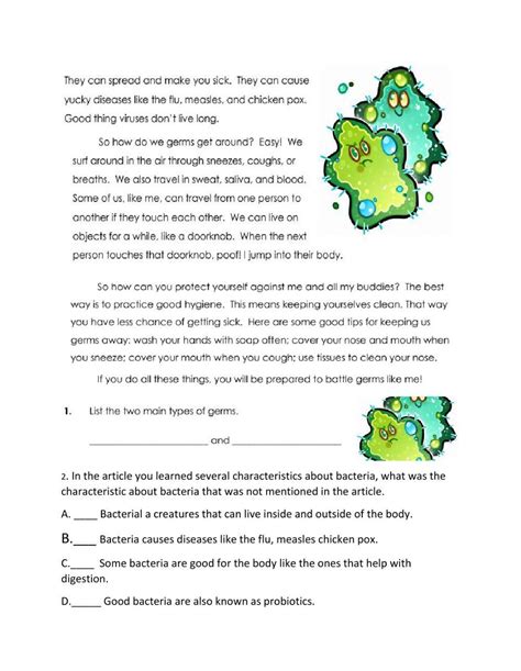 Germs Online Activity Live Worksheets