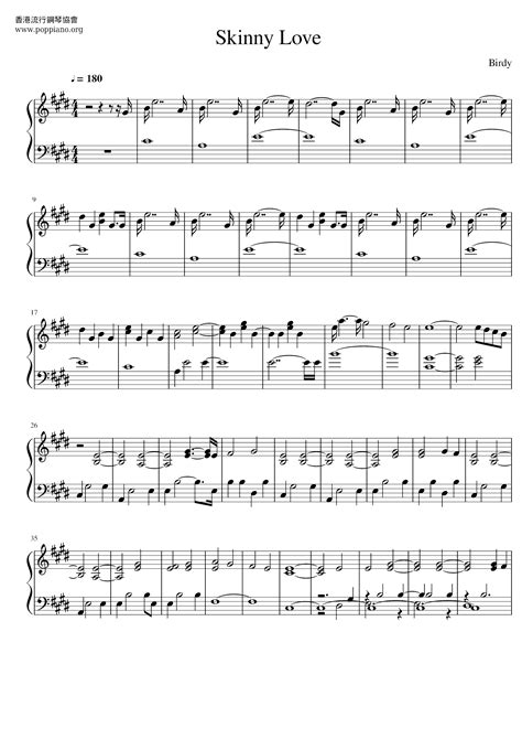 Skinny Love Sheet Music Piano Score Free Pdf Download Hk Pop