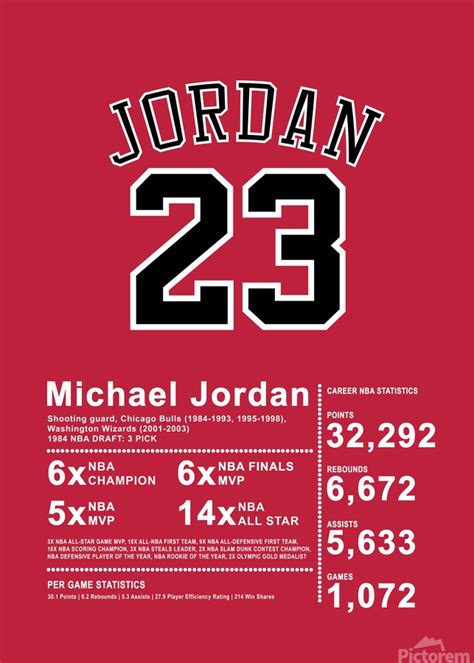 Michael Jordan Stats by Scandinavian Design Wall Art