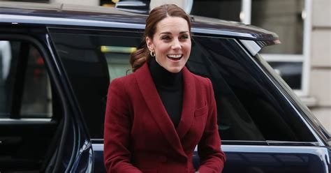 Kate Middleton Burgundy Skirt Suit November 2018 Popsugar Fashion