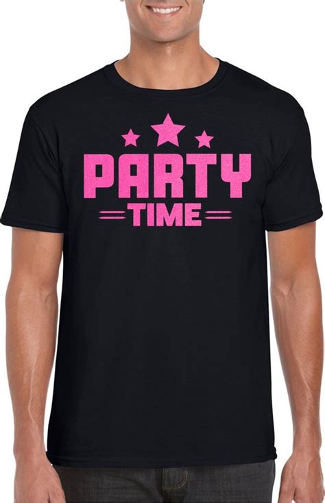 Bellatio Decorations Verkleed T Shirt Voor Heren Party Time Zwart