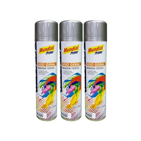 KIT 3 TINTA SPRAY PRATA METALICO 400ML MUNDIAL PRIME Shopee Brasil