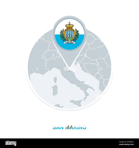 Mapa Y Bandera De San Marino Icono De Mapa Vectorial Con San Marino