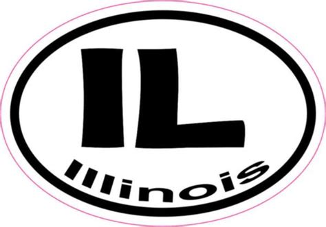 3in X 2in Oval IL Illinois Sticker Vinyl Car Window State Bumper