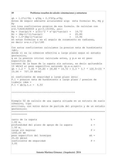 Problemas Resueltos De Calculo Cimentaciones Y Estructuras Pdf