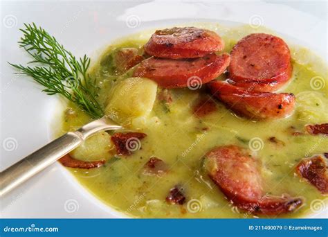 German Potato Sausage Soup Stock Image Image Of Counter