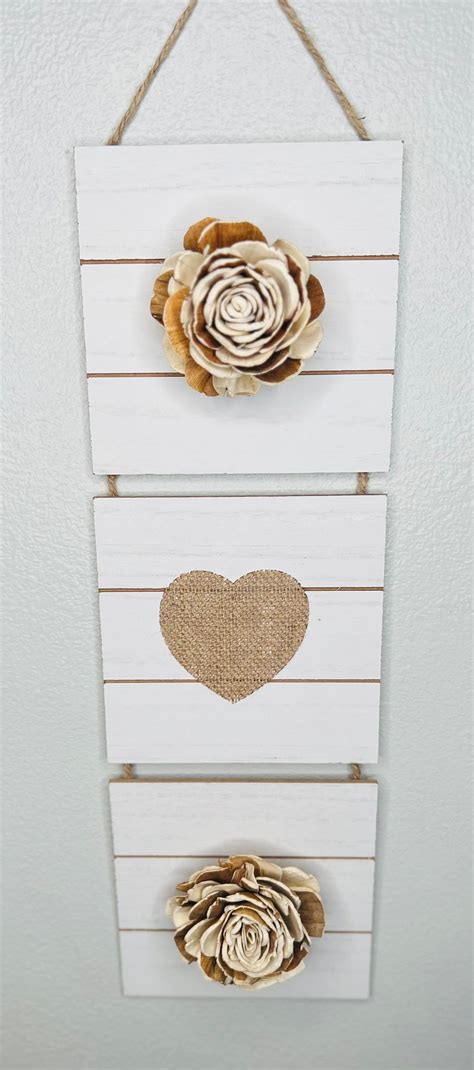 Rustic Wooden Wall Hanging With Personalized Burlap Heart And Sola Wood