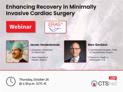 Upcoming Webinar Enhancing Recovery In Minimally Invasive Cardiac