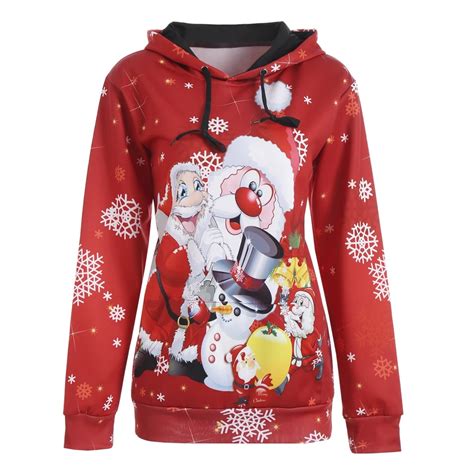 2017 Women Men Hoodies Sweatshirt Snowman Santa Claus Printed Pullover