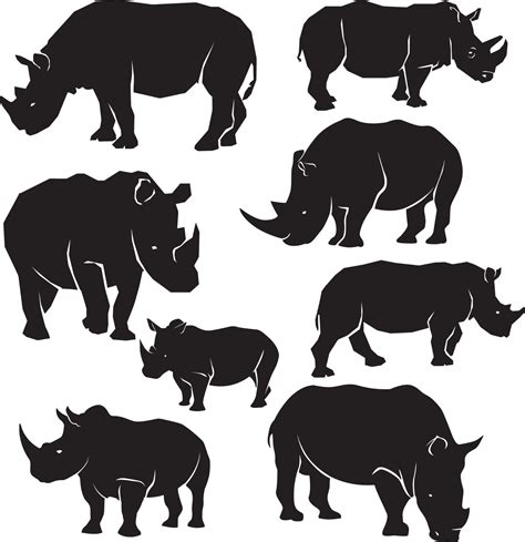 Rhino Silhouette Collection 7048952 Vector Art At Vecteezy