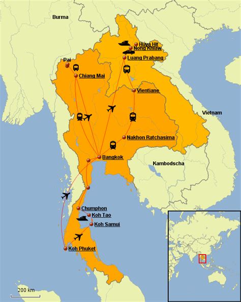 StepMap Thailand Laos Landkarte für Asien