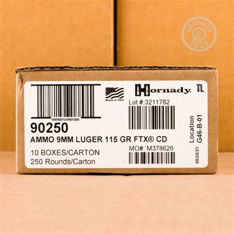 250 Rounds Of 9mm Luger 115 Grain Hornady Critical Defense Ftx Ammo At