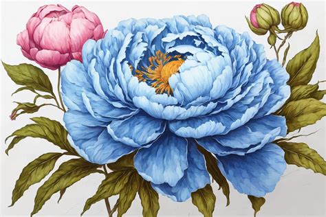 A Moutan Peony Blue Flower Graphic by Ariyan Store · Creative Fabrica