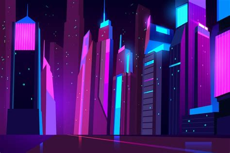 Futuristic night city background | Free Vector