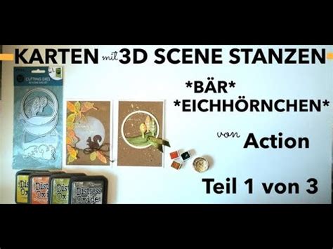 Karten mit 3D Scene Stanzen von Action Eichhörnchen Teil 1 von 3