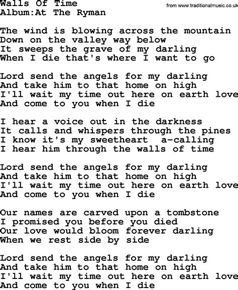 Emmylou Harris Song Walls Of Time Lyrics