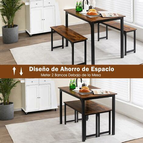 Costway Juego De Mesa De Comedor De Piezas Mesa De Comedor De Cm