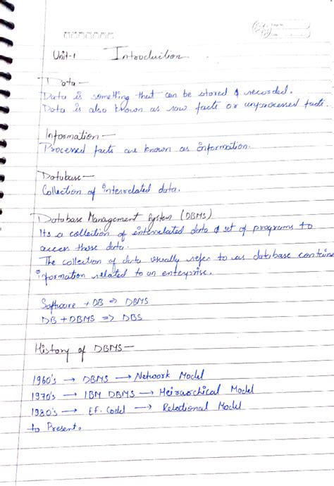 Dbms Unil 1 DBMS Unit 1 Notes B Tech CSE 3rd Year Unit One DBMS