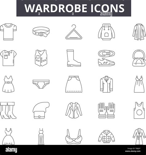 Wardrobe Line Icons Signs Vector Set Linear Concept Outline