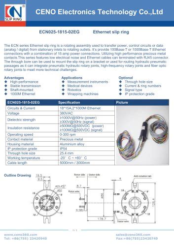 CENO Ethercat Slip Rings 1000Mbps ECN025 1815 02EG CENO Electronics