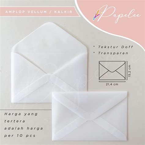 Jual 10pcs AMPLOP UNDANGAN KERTAS TRANSPARAN KALKIR VELLUM 80 Gsm