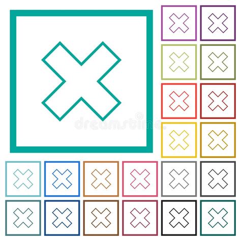 Cancelar Iconos De Color Plano De Contorno Con Marcos Cuadrantes