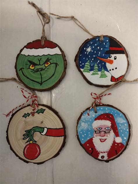 Hand Painted Wood Ornaments Etsy