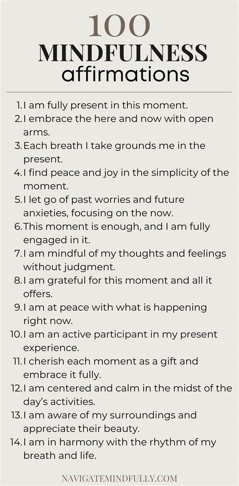 100 Mindfulness Affirmations to Enjoy the Present Moment